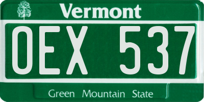 VT license plate OEX537