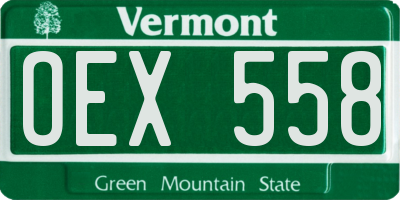 VT license plate OEX558