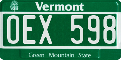 VT license plate OEX598