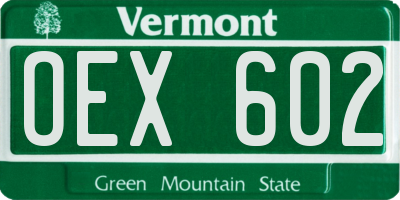 VT license plate OEX602