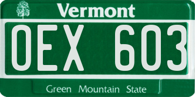 VT license plate OEX603