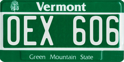VT license plate OEX606