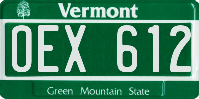 VT license plate OEX612