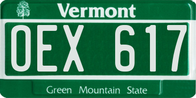 VT license plate OEX617