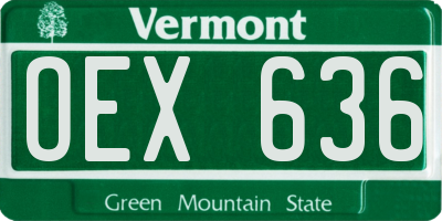 VT license plate OEX636