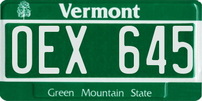 VT license plate OEX645