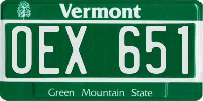 VT license plate OEX651