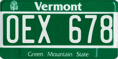 VT license plate OEX678
