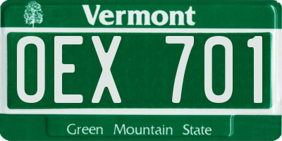 VT license plate OEX701
