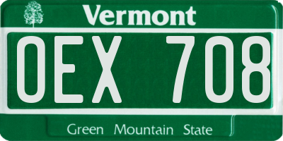 VT license plate OEX708