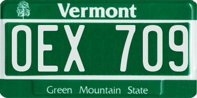 VT license plate OEX709