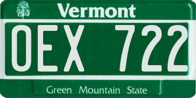 VT license plate OEX722