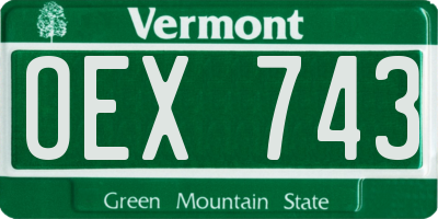 VT license plate OEX743