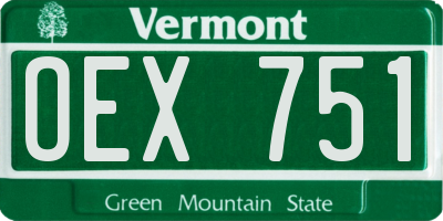 VT license plate OEX751