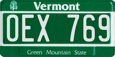 VT license plate OEX769