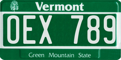 VT license plate OEX789