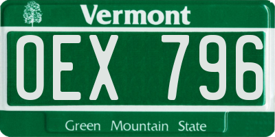 VT license plate OEX796