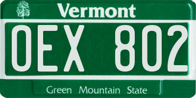 VT license plate OEX802