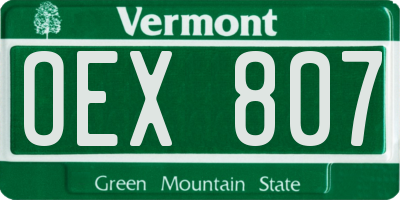 VT license plate OEX807