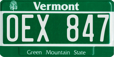 VT license plate OEX847