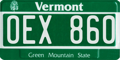 VT license plate OEX860