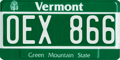 VT license plate OEX866