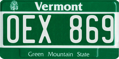 VT license plate OEX869