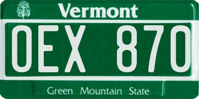 VT license plate OEX870