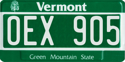VT license plate OEX905