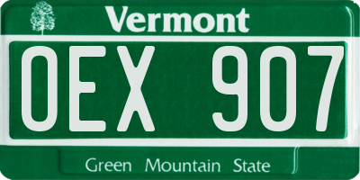 VT license plate OEX907