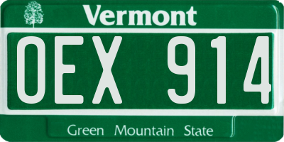 VT license plate OEX914