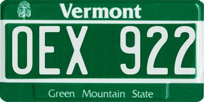 VT license plate OEX922