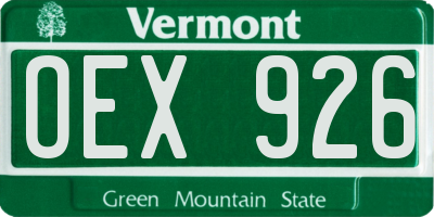 VT license plate OEX926