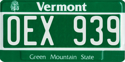 VT license plate OEX939