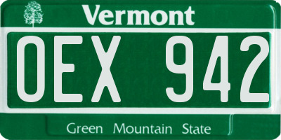 VT license plate OEX942
