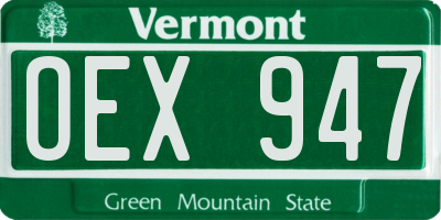 VT license plate OEX947