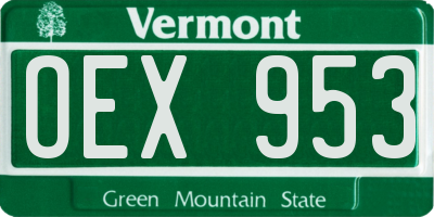 VT license plate OEX953