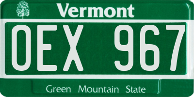 VT license plate OEX967