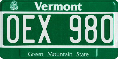 VT license plate OEX980