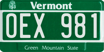 VT license plate OEX981