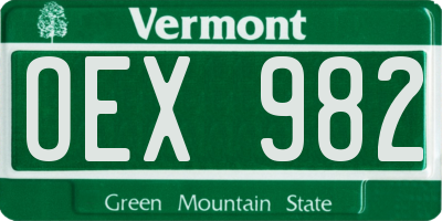 VT license plate OEX982