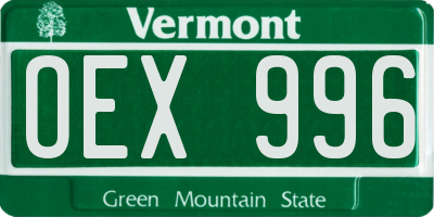 VT license plate OEX996
