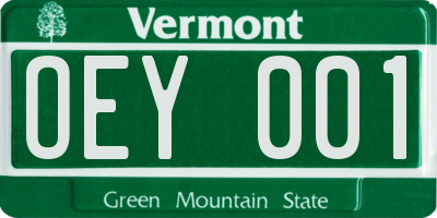 VT license plate OEY001