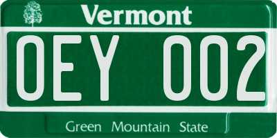 VT license plate OEY002