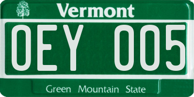 VT license plate OEY005