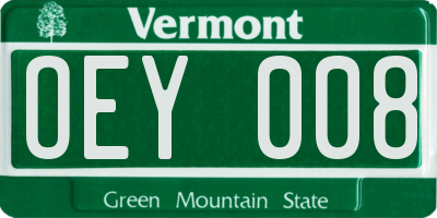 VT license plate OEY008