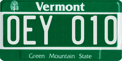 VT license plate OEY010