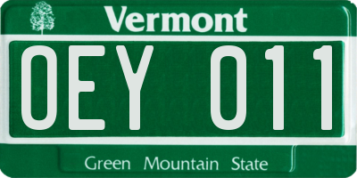 VT license plate OEY011