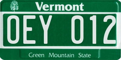 VT license plate OEY012