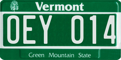 VT license plate OEY014